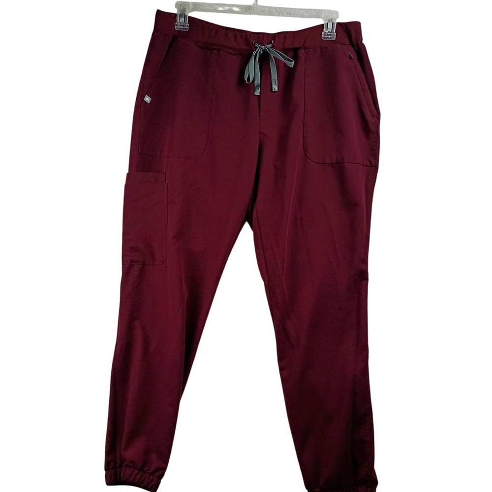 FIGS Scrub Pants Womens XL‎ Burgundy Technical Collection Jogger Utility Pockets